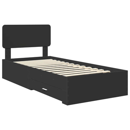 vidaXL Bettrahmen mit Kopfteil Schwarz 75 x 190 cm Holzwerkstoff