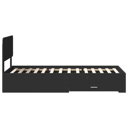 vidaXL Bettrahmen mit Kopfteil Schwarz 75 x 190 cm Holzwerkstoff