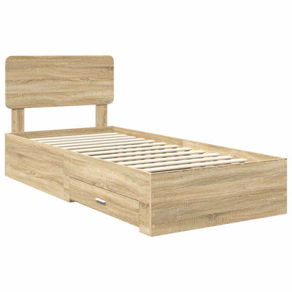 vidaXL Bettrahmen mit Kopfteil Sonoma-Eiche 75 x 190 cm Holzwerkstoff