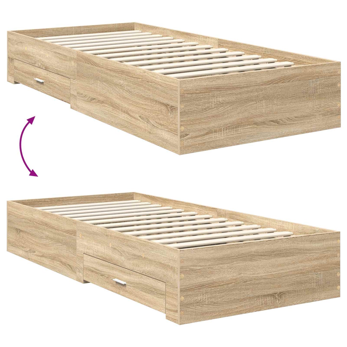 vidaXL Bettrahmen mit Kopfteil Sonoma-Eiche 75 x 190 cm Holzwerkstoff