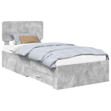 vidaXL Bettrahmen mit Kopfteil Beton Grau 70 x 190 cm Holzwerkstoff