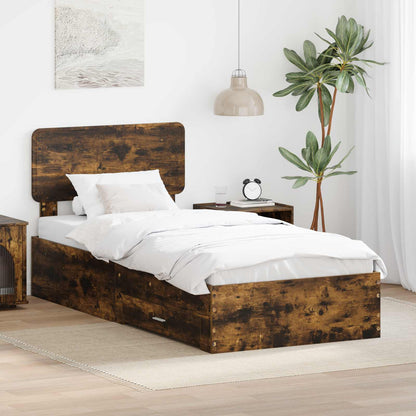 vidaXL Bettrahmen Geräucherte Eiche 75 x 190 cm Holzwerkstoff