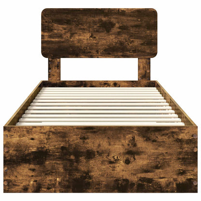 vidaXL Bettrahmen Geräucherte Eiche 75 x 190 cm Holzwerkstoff