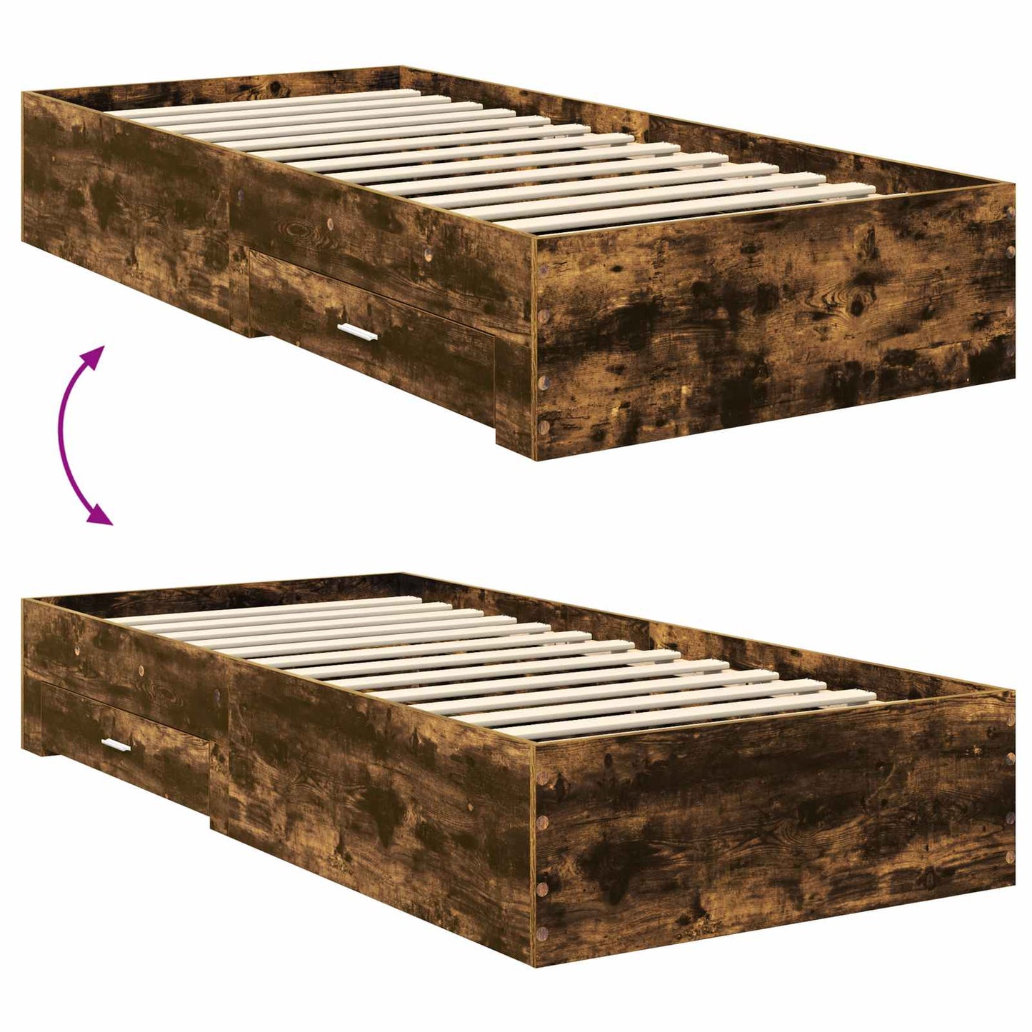 vidaXL Bettrahmen Geräucherte Eiche 75 x 190 cm Holzwerkstoff