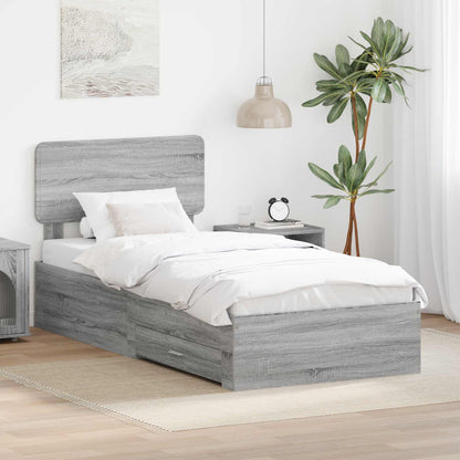 vidaXL Bettrahmen mit Kopfteil Graues Sonoma 75 x 190 cm Holzwerkstoff