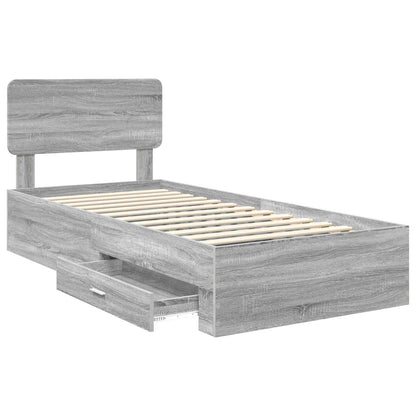 vidaXL Bettrahmen mit Kopfteil Graues Sonoma 75 x 190 cm Holzwerkstoff