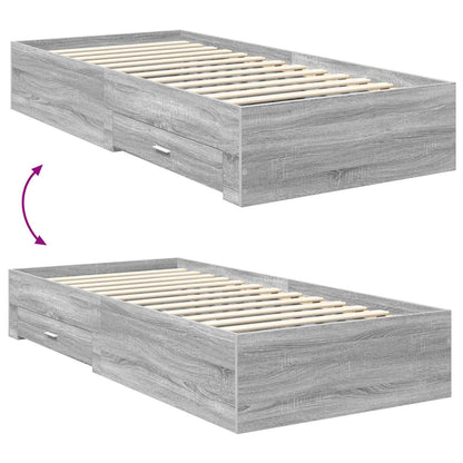 vidaXL Bettrahmen mit Kopfteil Graues Sonoma 75 x 190 cm Holzwerkstoff