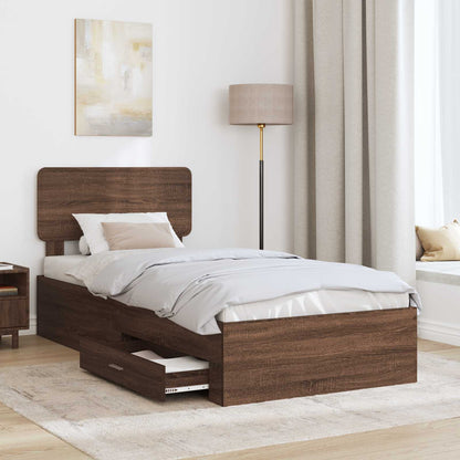 vidaXL Bettrahmen Braun Eichen-Optik 75 x 190 cm Holzwerkstoff