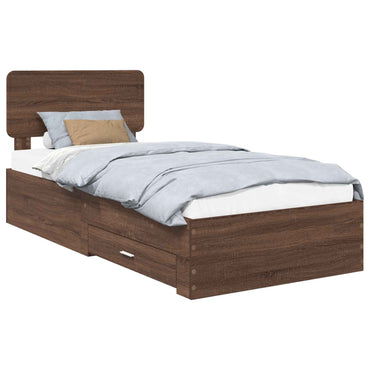vidaXL Bettrahmen Braun Eichen-Optik 75 x 190 cm Holzwerkstoff