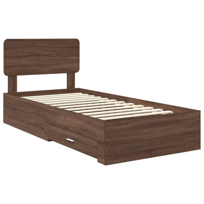 vidaXL Bettrahmen Braun Eichen-Optik 75 x 190 cm Holzwerkstoff