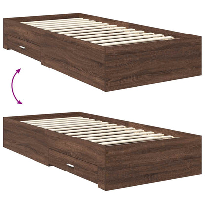 vidaXL Bettrahmen Braun Eichen-Optik 75 x 190 cm Holzwerkstoff