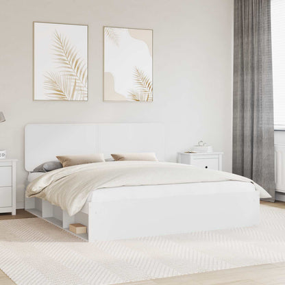 vidaXL Bettrahmen mit Kopfteil Weiß 200 x 200 cm Massives Kiefernholz