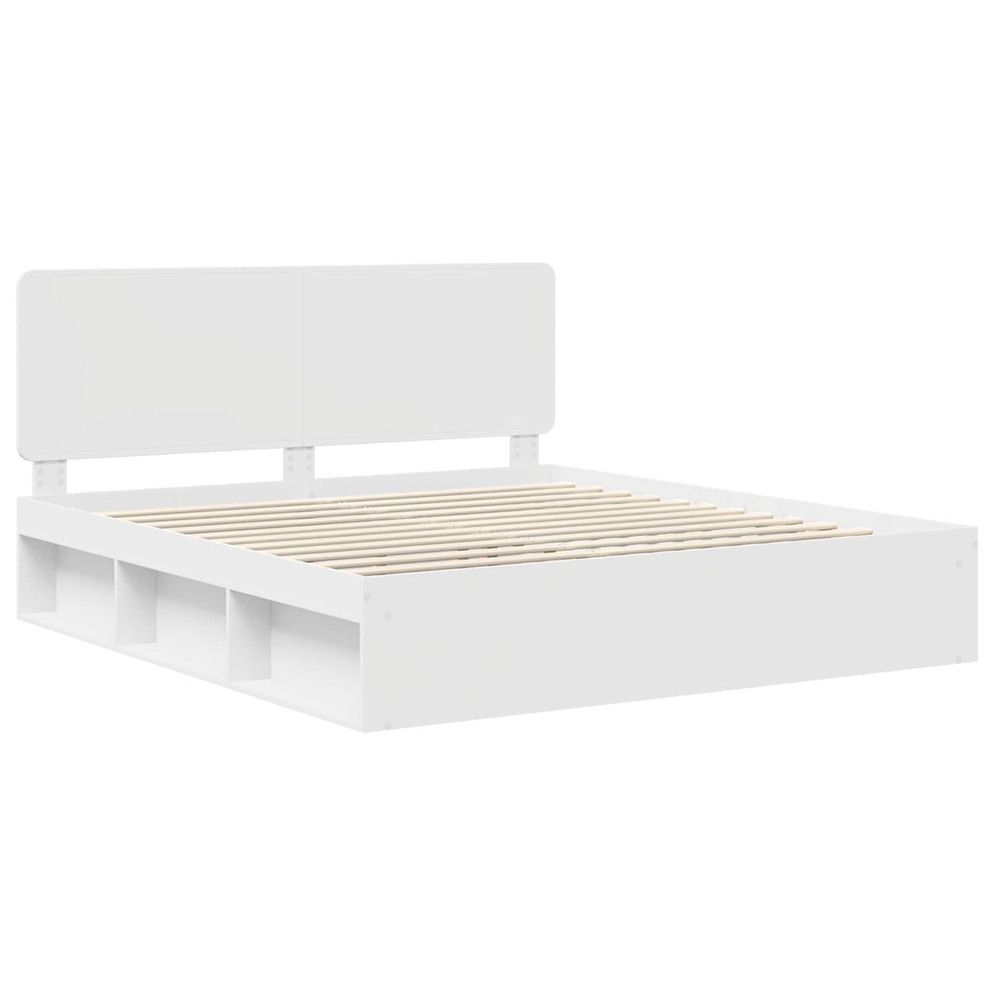 vidaXL Bettrahmen mit Kopfteil Weiß 200 x 200 cm Massives Kiefernholz
