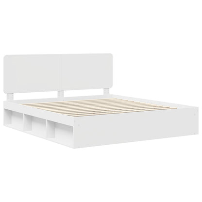 vidaXL Bettrahmen mit Kopfteil Weiß 200 x 200 cm Massives Kiefernholz