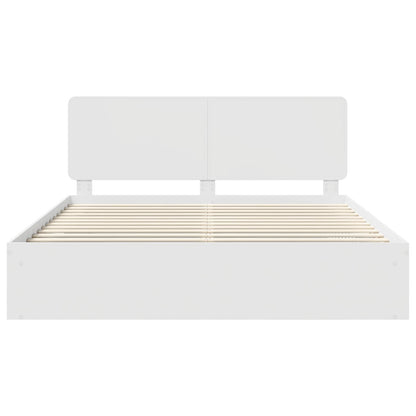 vidaXL Bettrahmen mit Kopfteil Weiß 200 x 200 cm Massives Kiefernholz