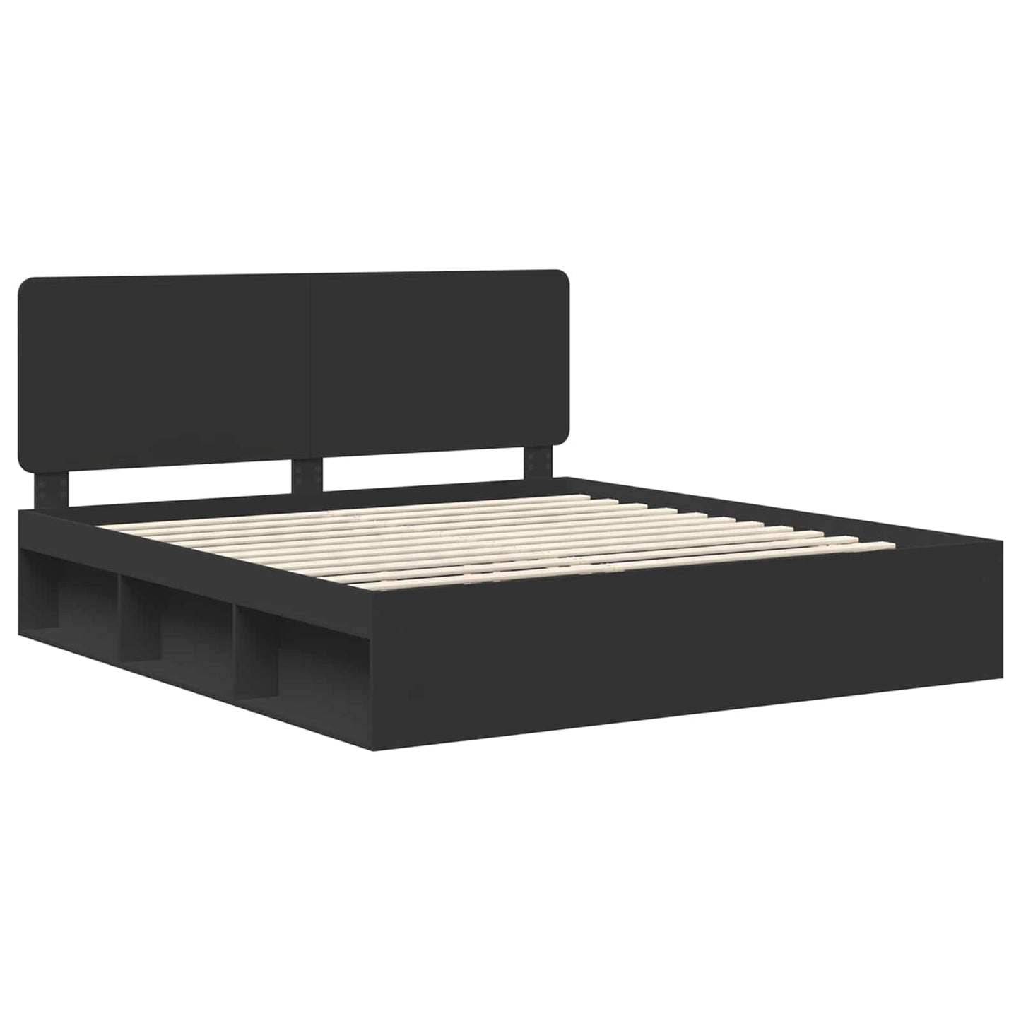vidaXL Bettrahmen Schwarz 200 x 200 cm Massives Kiefernholz