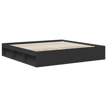 vidaXL Bettrahmen Schwarz 200 x 200 cm Massives Kiefernholz
