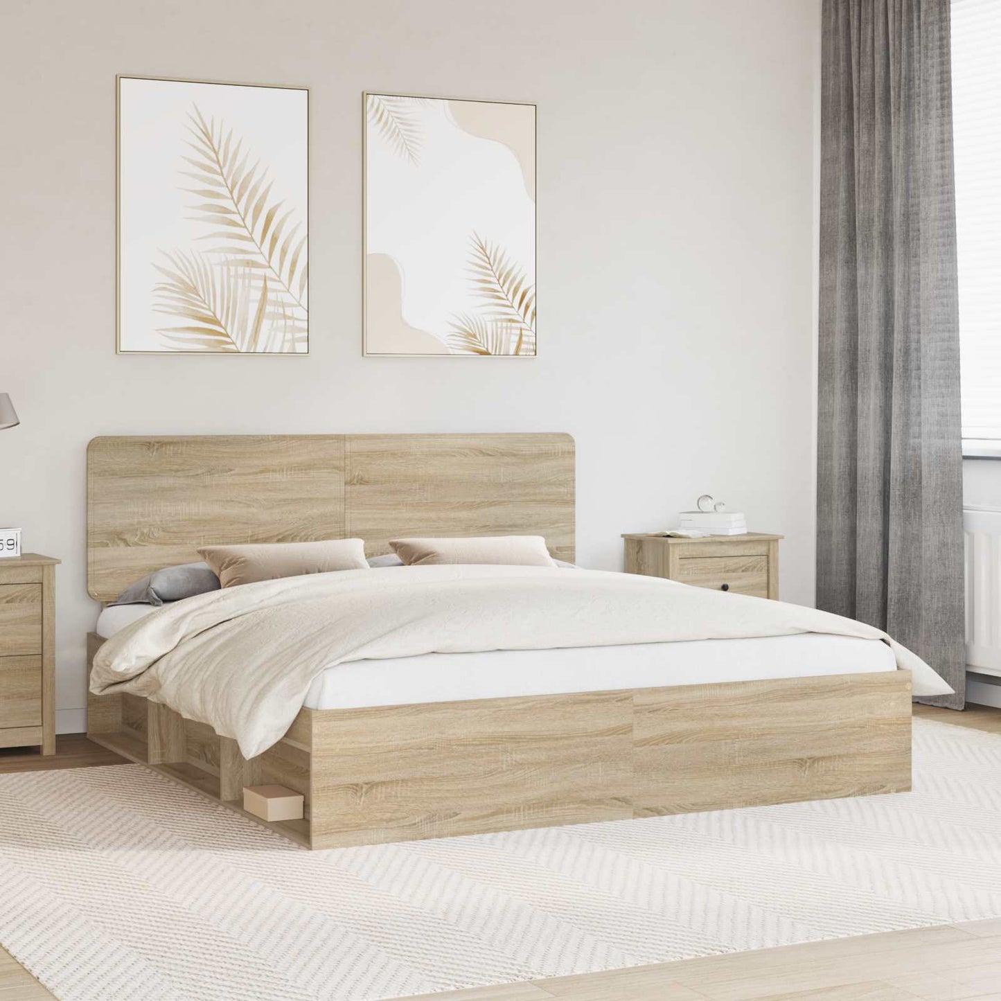 vidaXL Bettrahmen Sonoma 200 x 200 cm Massives Kiefernholz