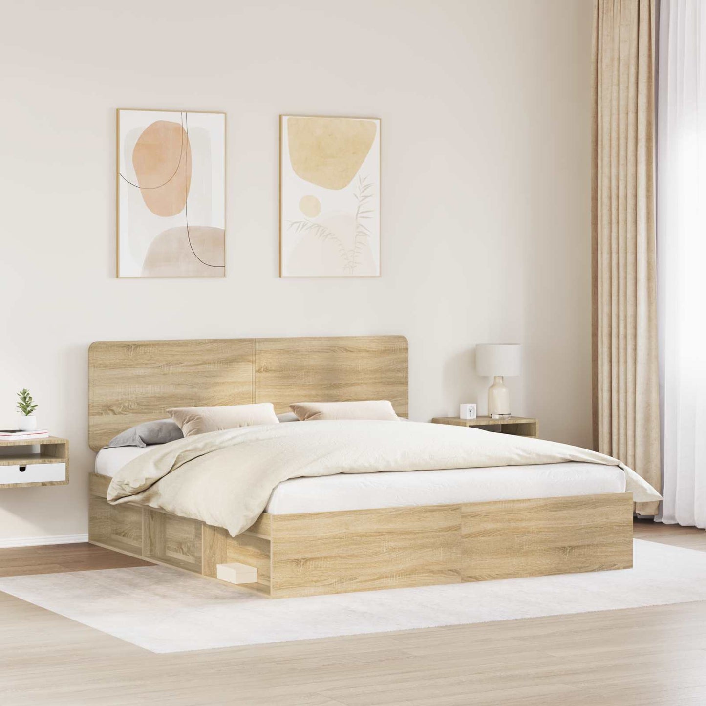 vidaXL Bettrahmen Sonoma 200 x 200 cm Massives Kiefernholz