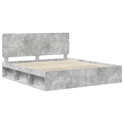 vidaXL Bettrahmen mit Kopfteil Beton 180 x 200 cm Massives Kiefernholz