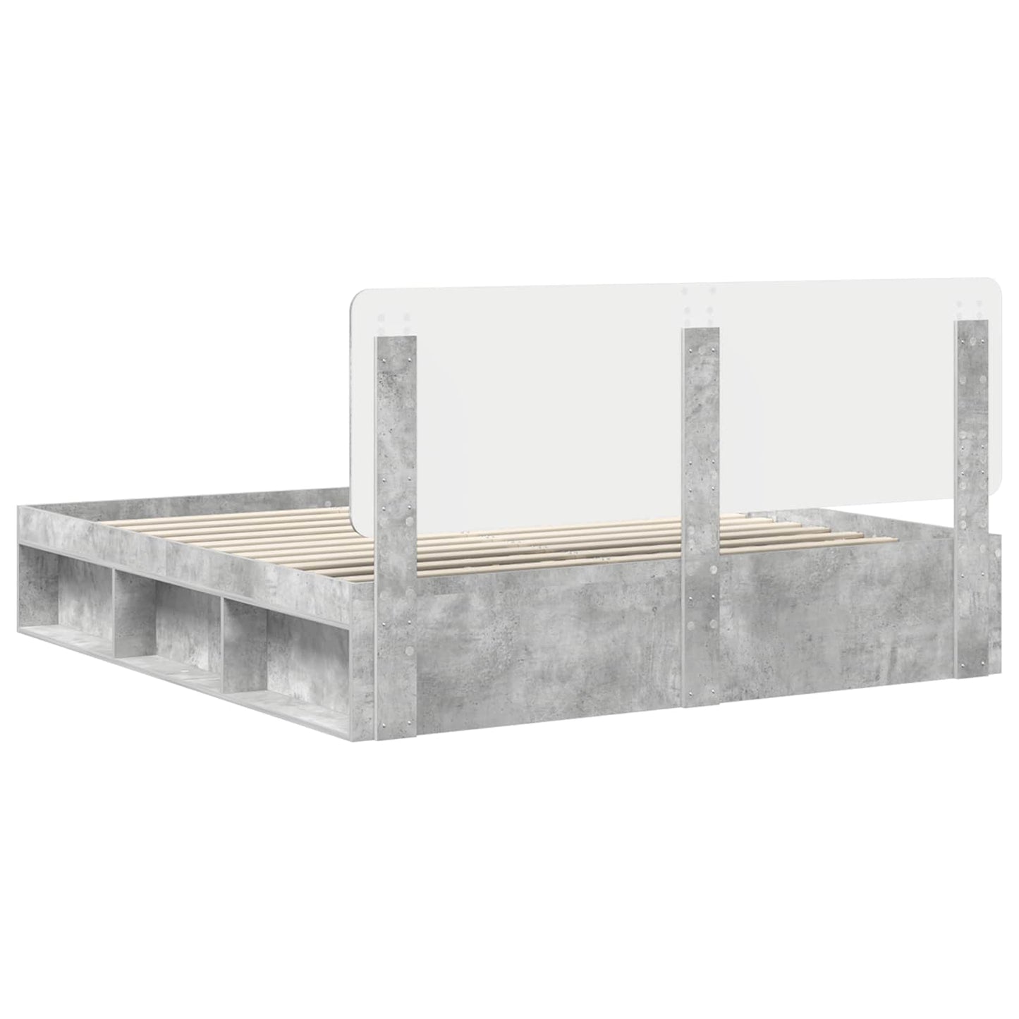 vidaXL Bettrahmen mit Kopfteil Beton 180 x 200 cm Massives Kiefernholz
