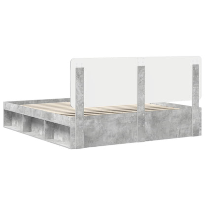 vidaXL Bettrahmen mit Kopfteil Beton 180 x 200 cm Massives Kiefernholz
