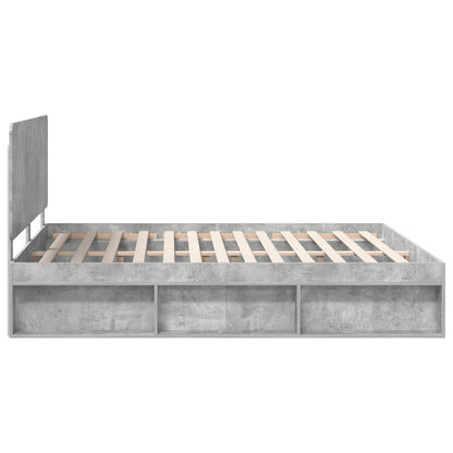 vidaXL Bettrahmen mit Kopfteil Beton 180 x 200 cm Massives Kiefernholz