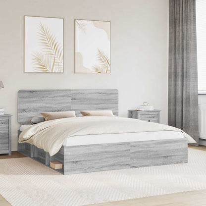 vidaXL Bettrahmen Graues Sonoma 180 x 200 cm Massives Kiefernholz