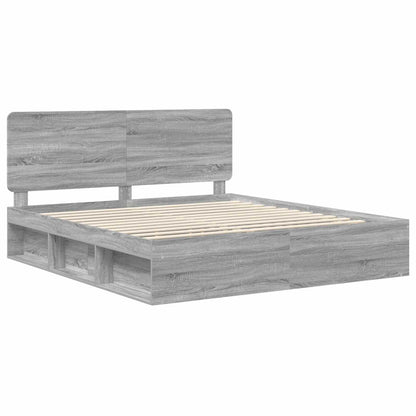 vidaXL Bettrahmen Graues Sonoma 180 x 200 cm Massives Kiefernholz