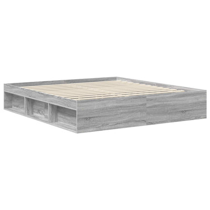 vidaXL Bettrahmen Graues Sonoma 180 x 200 cm Massives Kiefernholz