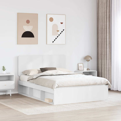 vidaXL Bettrahmen mit Kopfteil Weiß 160 x 200 cm Massives Kiefernholz
