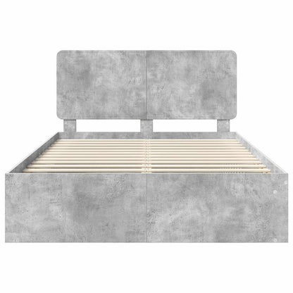 vidaXL Bettrahmen mit Kopfteil Beton 160 x 200 cm Massives Kiefernholz