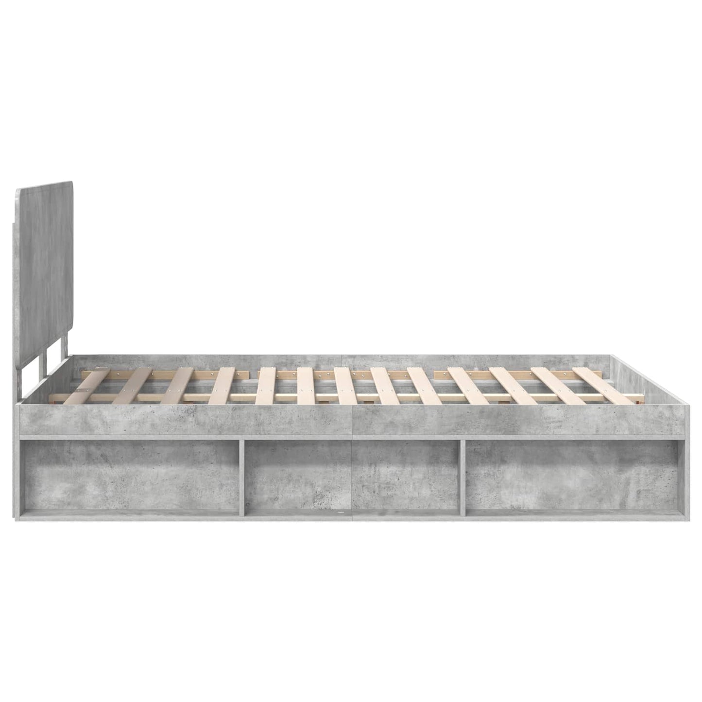 vidaXL Bettrahmen mit Kopfteil Beton 160 x 200 cm Massives Kiefernholz