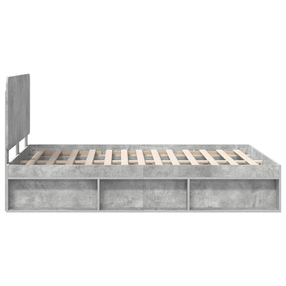 vidaXL Bettrahmen mit Kopfteil Beton 160 x 200 cm Massives Kiefernholz