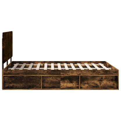 vidaXL Bettrahmen Geräucherte Eiche 160 x 200 cm Massives Kiefernholz