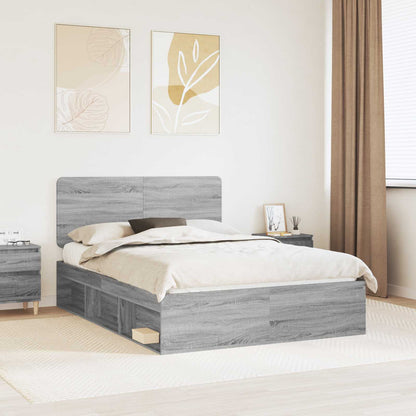 vidaXL Bettrahmen Graues Sonoma 160 x 200 cm Massives Kiefernholz