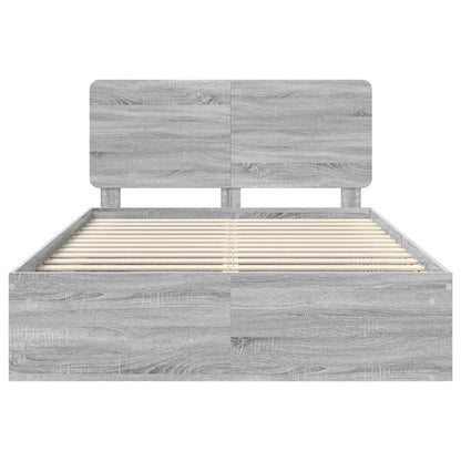 vidaXL Bettrahmen Graues Sonoma 160 x 200 cm Massives Kiefernholz