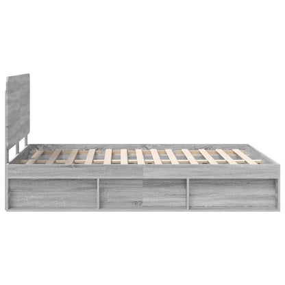 vidaXL Bettrahmen Graues Sonoma 160 x 200 cm Massives Kiefernholz