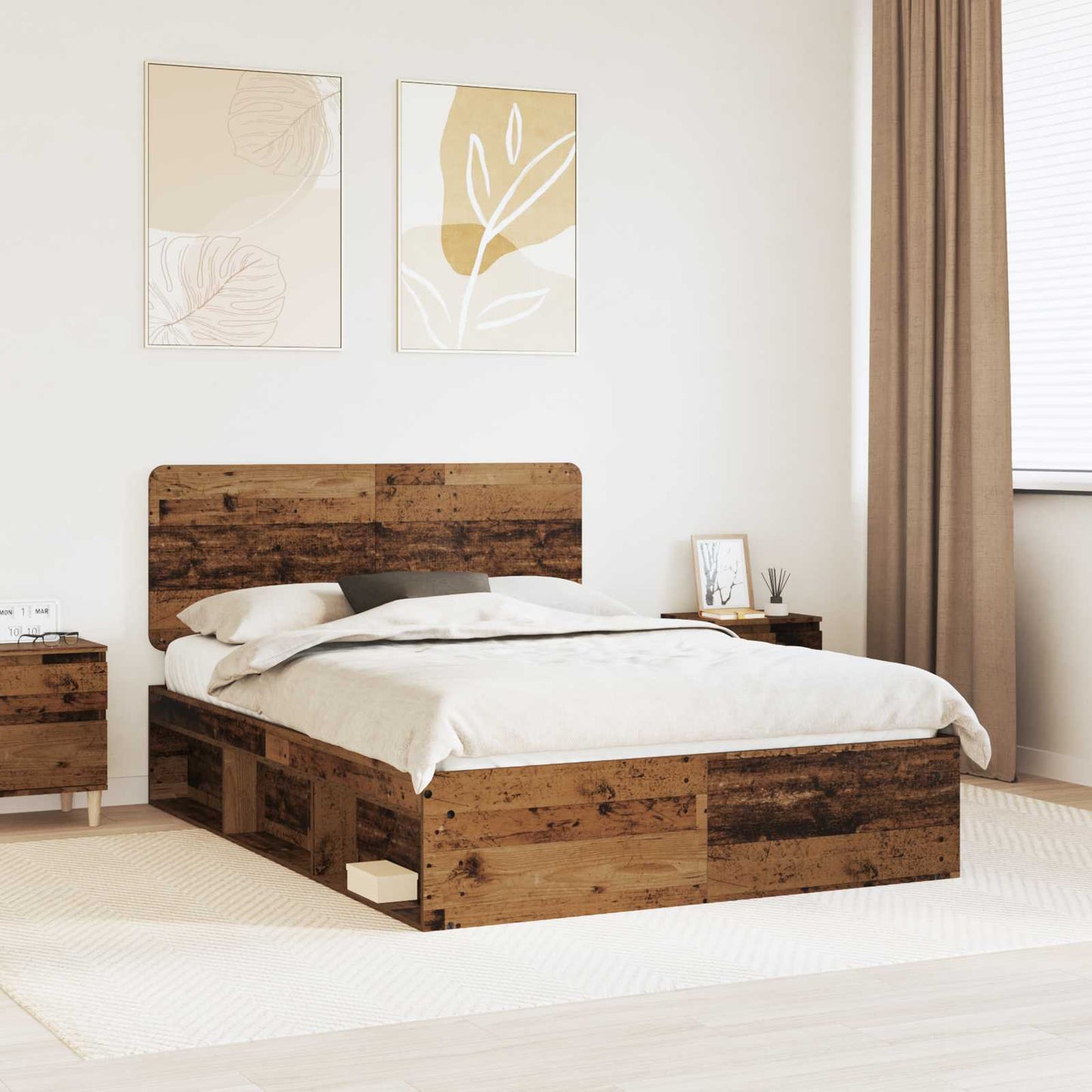 vidaXL Bettrahmen Altholz 160 x 200 cm Massives Kiefernholz