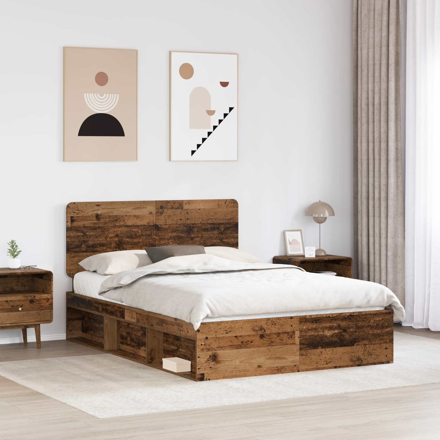 vidaXL Bettrahmen Altholz 160 x 200 cm Massives Kiefernholz