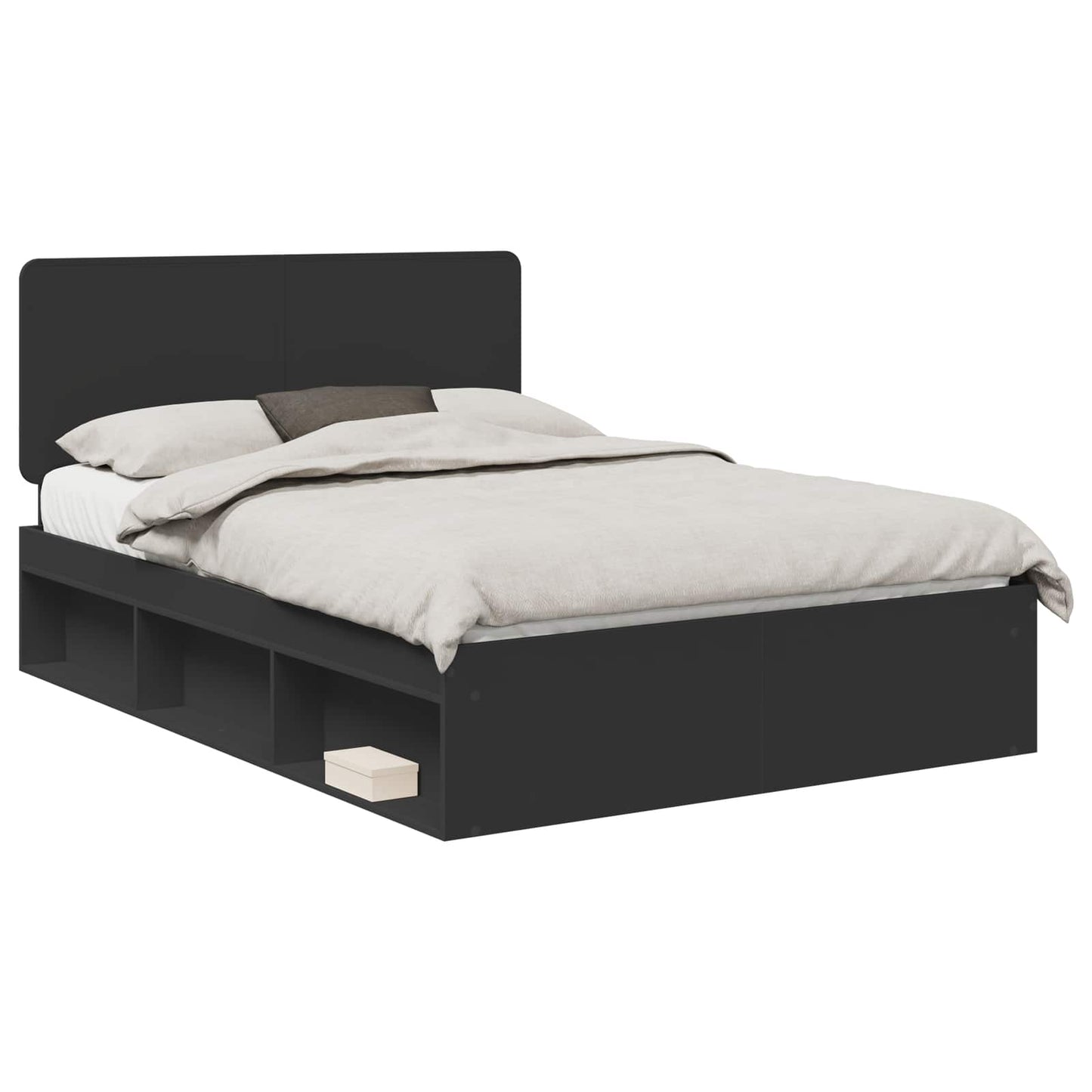 vidaXL Bettrahmen Schwarz 150 x 200 cm Massives Kiefernholz