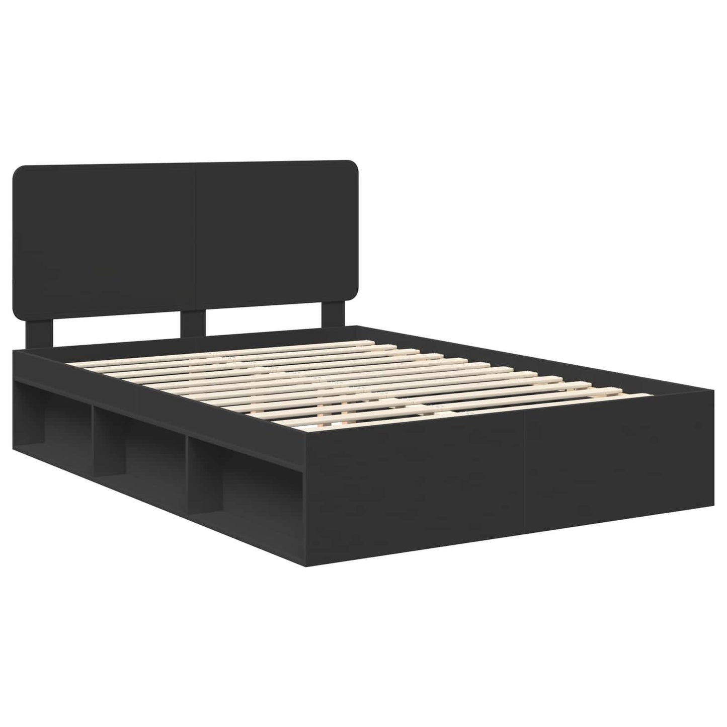 vidaXL Bettrahmen Schwarz 150 x 200 cm Massives Kiefernholz