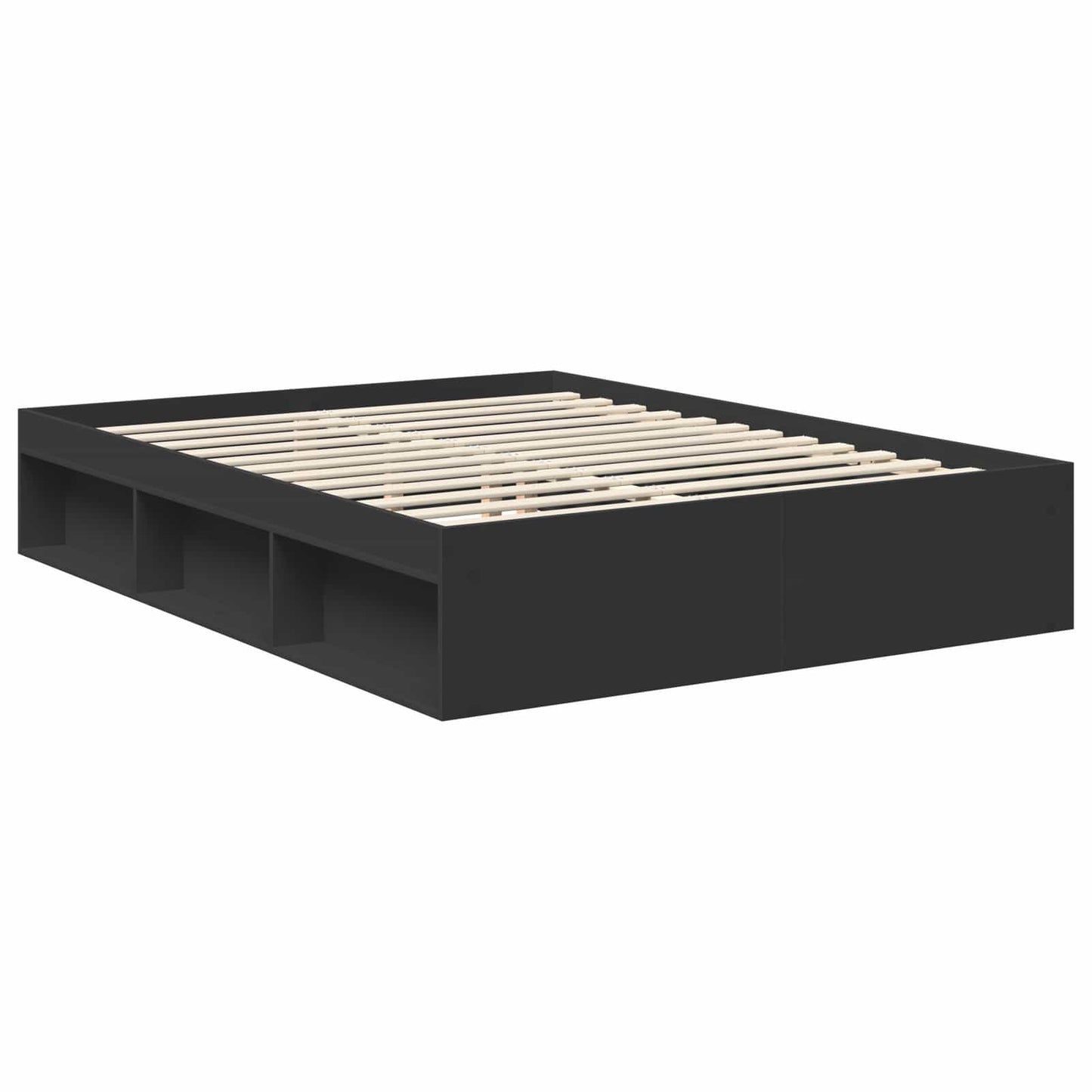 vidaXL Bettrahmen Schwarz 150 x 200 cm Massives Kiefernholz