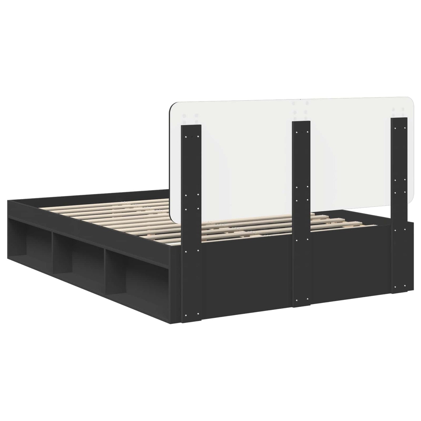 vidaXL Bettrahmen Schwarz 150 x 200 cm Massives Kiefernholz