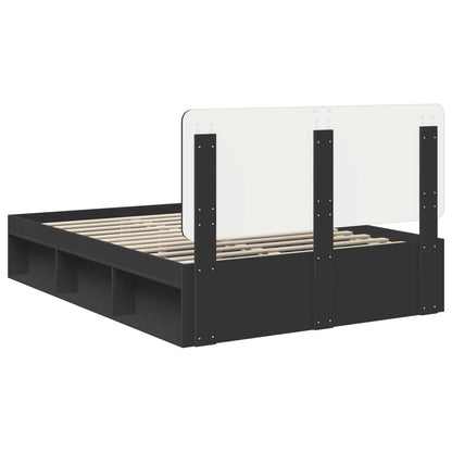 vidaXL Bettrahmen Schwarz 150 x 200 cm Massives Kiefernholz