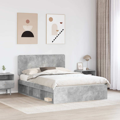 vidaXL Bettrahmen Beton Grau 150 x 200 cm Massives Kiefernholz
