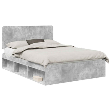 vidaXL Bettrahmen Beton Grau 150 x 200 cm Massives Kiefernholz