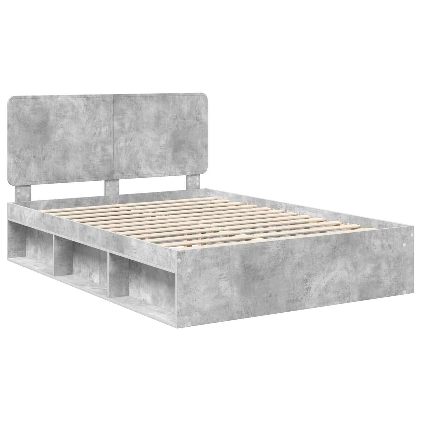 vidaXL Bettrahmen Beton Grau 150 x 200 cm Massives Kiefernholz