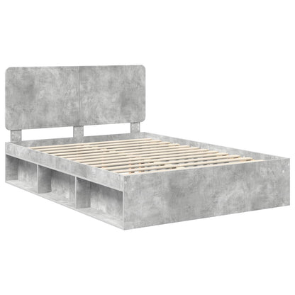vidaXL Bettrahmen Beton Grau 150 x 200 cm Massives Kiefernholz
