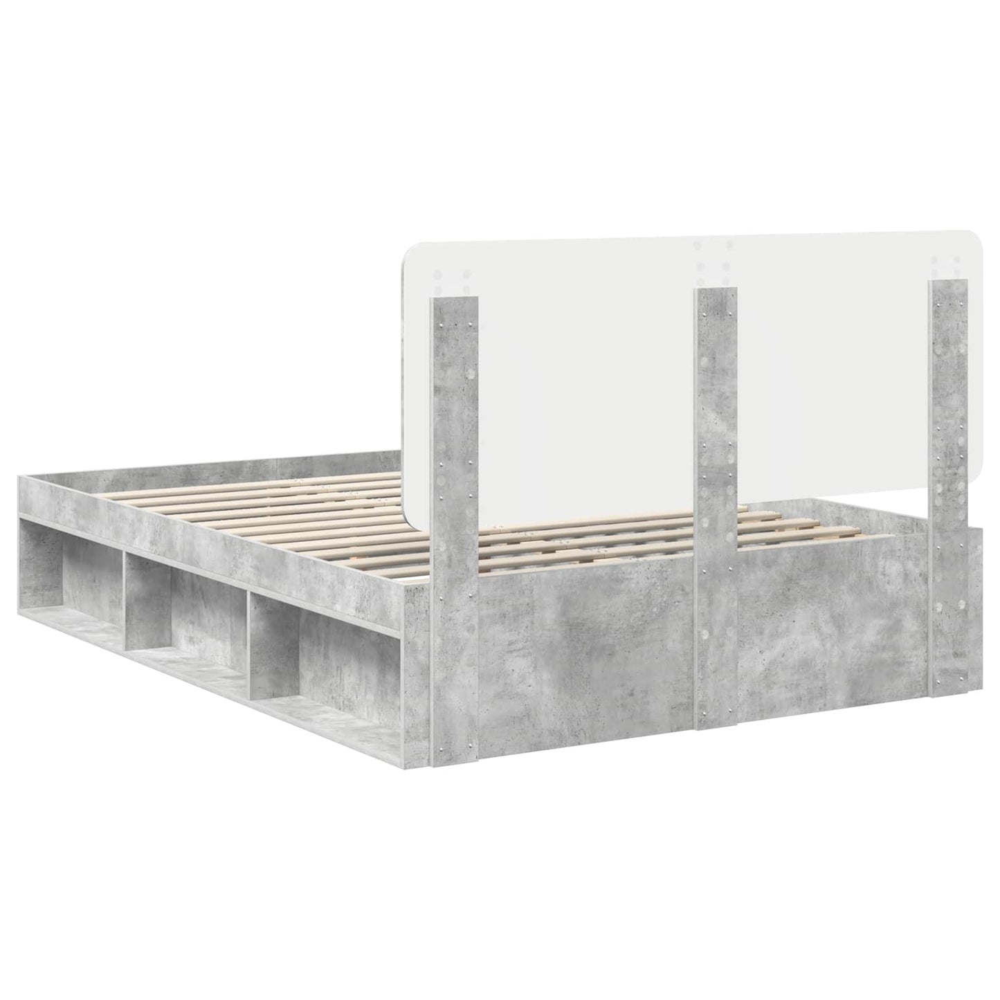 vidaXL Bettrahmen Beton Grau 150 x 200 cm Massives Kiefernholz